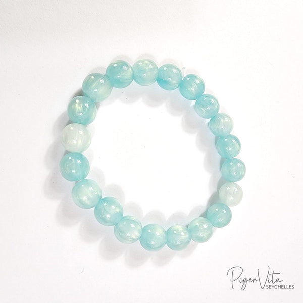 Baby Blue Candy Style 8mm, 20 Plastic Beads Bracelet