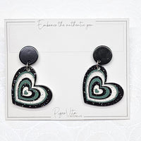 Black Hearts Embossed Acrylic Dangling Earrings