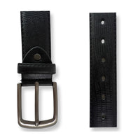 Matte Snake Skin Design Black PU Leather Belt