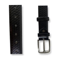 Black PU Leather Belt glossy diagonal woven pattern style L 95cm W 3.6 cm