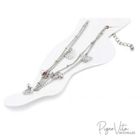 Butterflies and Rhinestones Fashion Anklet | Light Metallic Grey