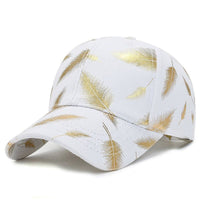 Cap White with Gold Feathers