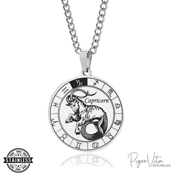 Capricorn Stainless Steel Pendant Necklace