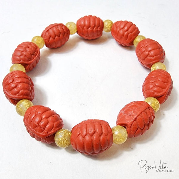 Cinnabar Beaded Fu Jia Tian Xia (Ornamental Gourd) Bracelet