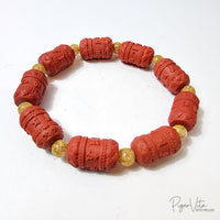 Cinnabar Long Beaded Xin Jing (the Heart Sutra) Bracelet