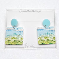 Clouds and Mountains Embossed Acrylic Dangling Earrings