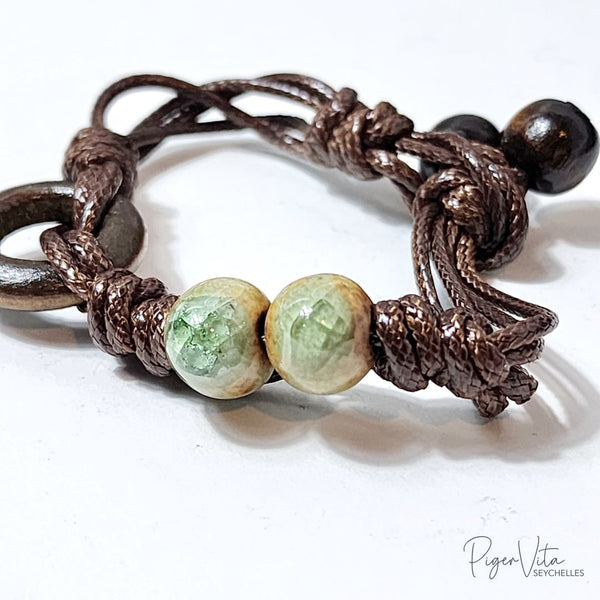 Elemental Harmony Sliding Knot with Green Ceramic Beads