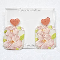 Floral Embossed Acrylic Dangling Earrings