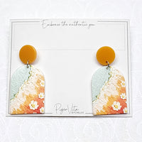 Flowers and Beach Embossed Acrylic Dangling Earrings