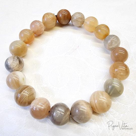 Multi-Moonstone, 19 (10mm) Beads Bracelet