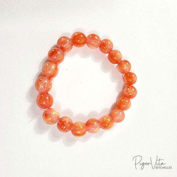 Orange Candy Style 8mm, 20 Plastic Beads Bracelet