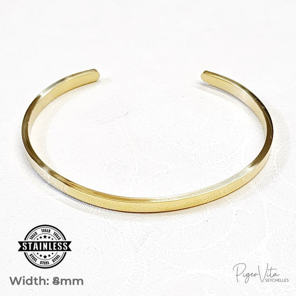 Plain Stainless-Steel Cuff Bracelet- Champagne 4mm