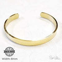 Plain Stainless-Steel Cuff Bracelet- Champagne 8mm