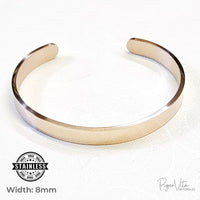 Plain Stainless-Steel Cuff Bracelet- Champagne Rose 8mm