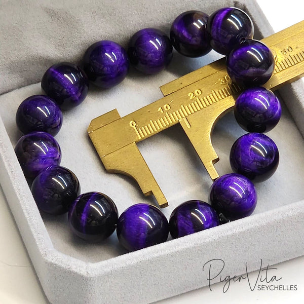 Purple Tiger's Eye 14mm Beaded Bracelet