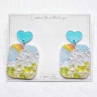 Rainbow Embossed Acrylic Dangling Earrings