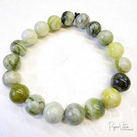 Serpentine & Prehnite, 19 (10mm) Beads Bracelet