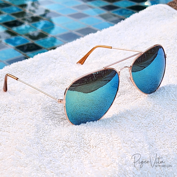 Teal Lens with Champagne Colour Metal Frame UV Protection