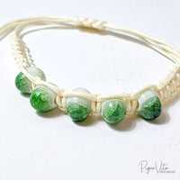 Terra Treasures White Sliding Knot with Green Ceramic Beads