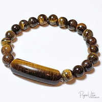 Tiger's Eye (Yellow) 8mm Beaded Bracelet with Head Cylinder Bead