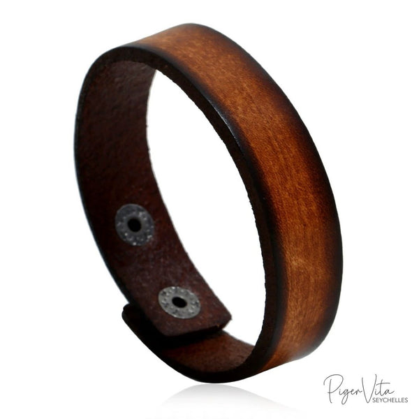 Vintage-Style Brown Simple Strap Genuine Leather Bracelet