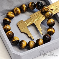 Yellow Tiger's Eye 12mm Beaded Bracelet