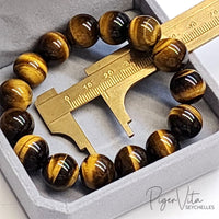 Yellow Tiger's Eye 14mm Beaded Bracelet